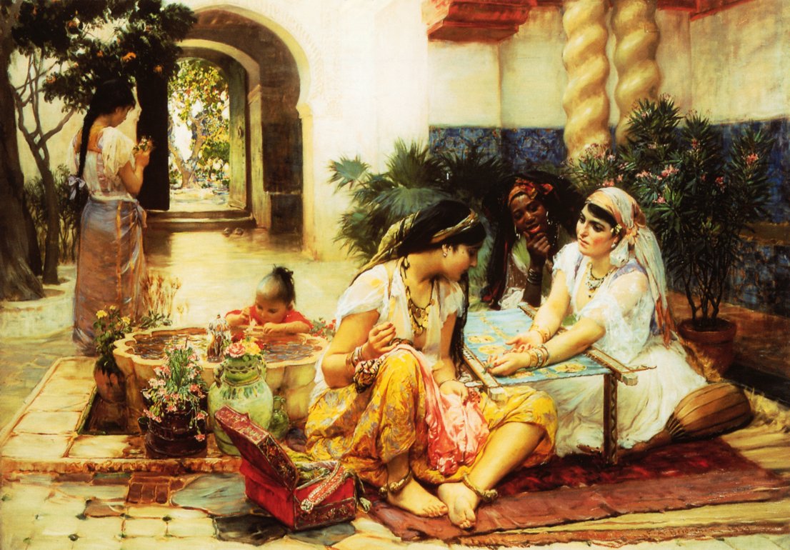 Dans un village El Biar Algérien - Frederick Arthur Bridgman