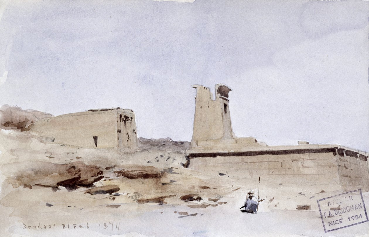 Le Temple de Dendur, montrant le pylône et la terrasse, 1874 - Frederick Arthur Bridgman