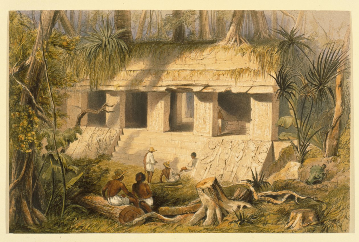 Cour principale du palais de Palenque, illustration de 