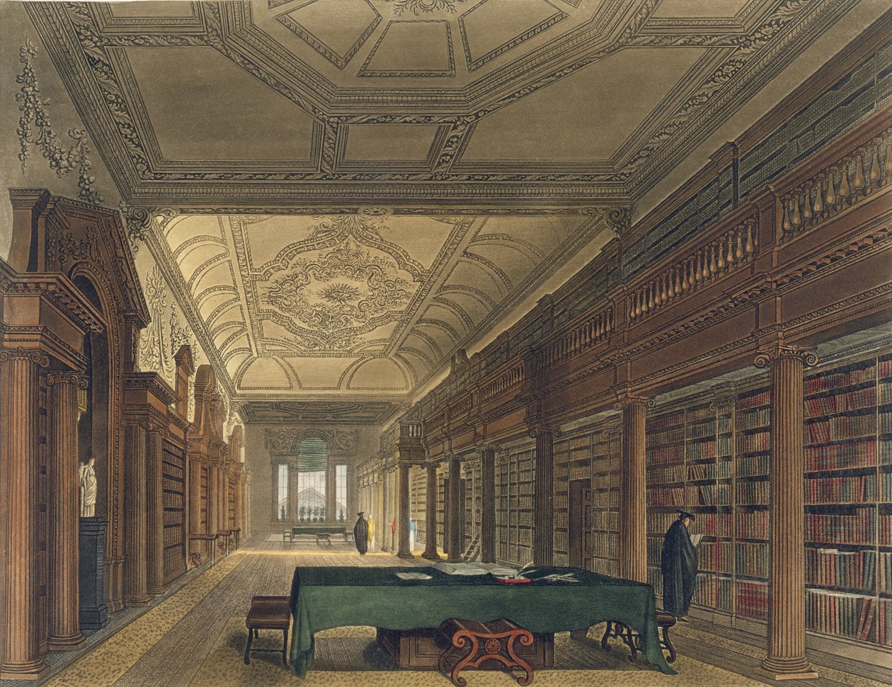Intérieur de la bibliothèque de Christ Church, illustration de l