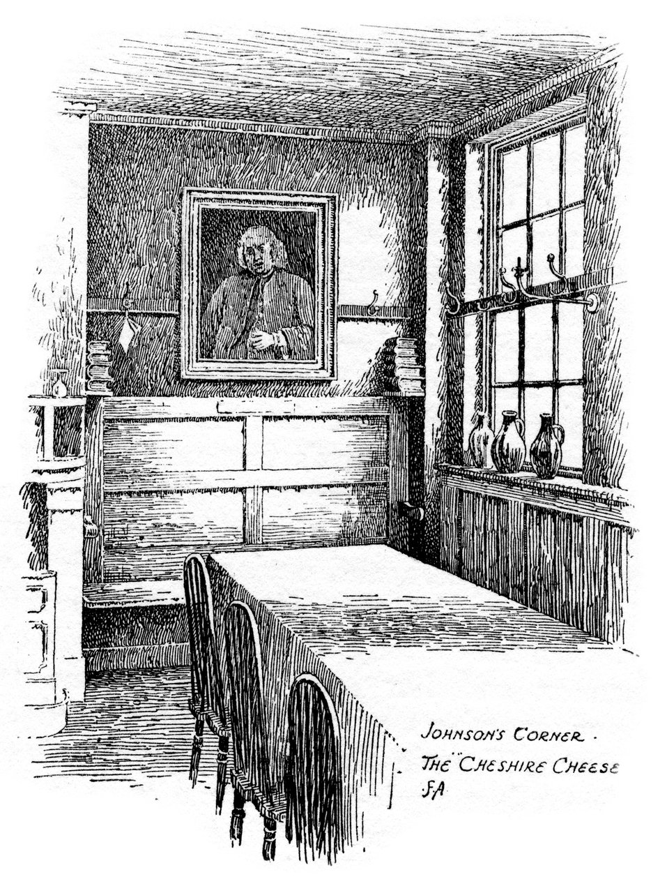 Johnsons Corner, le pub Cheshire Cheese, City de Londres, 1912 - Frederick Adcock