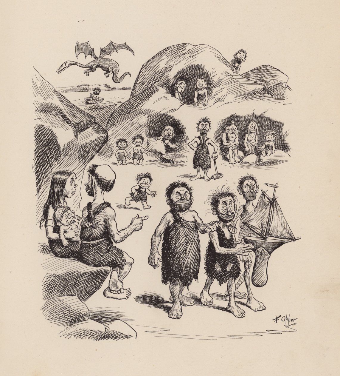 Nos ancêtres antédiluviens par F Opper : Numéro un (litho) - Frederick Burr Opper
