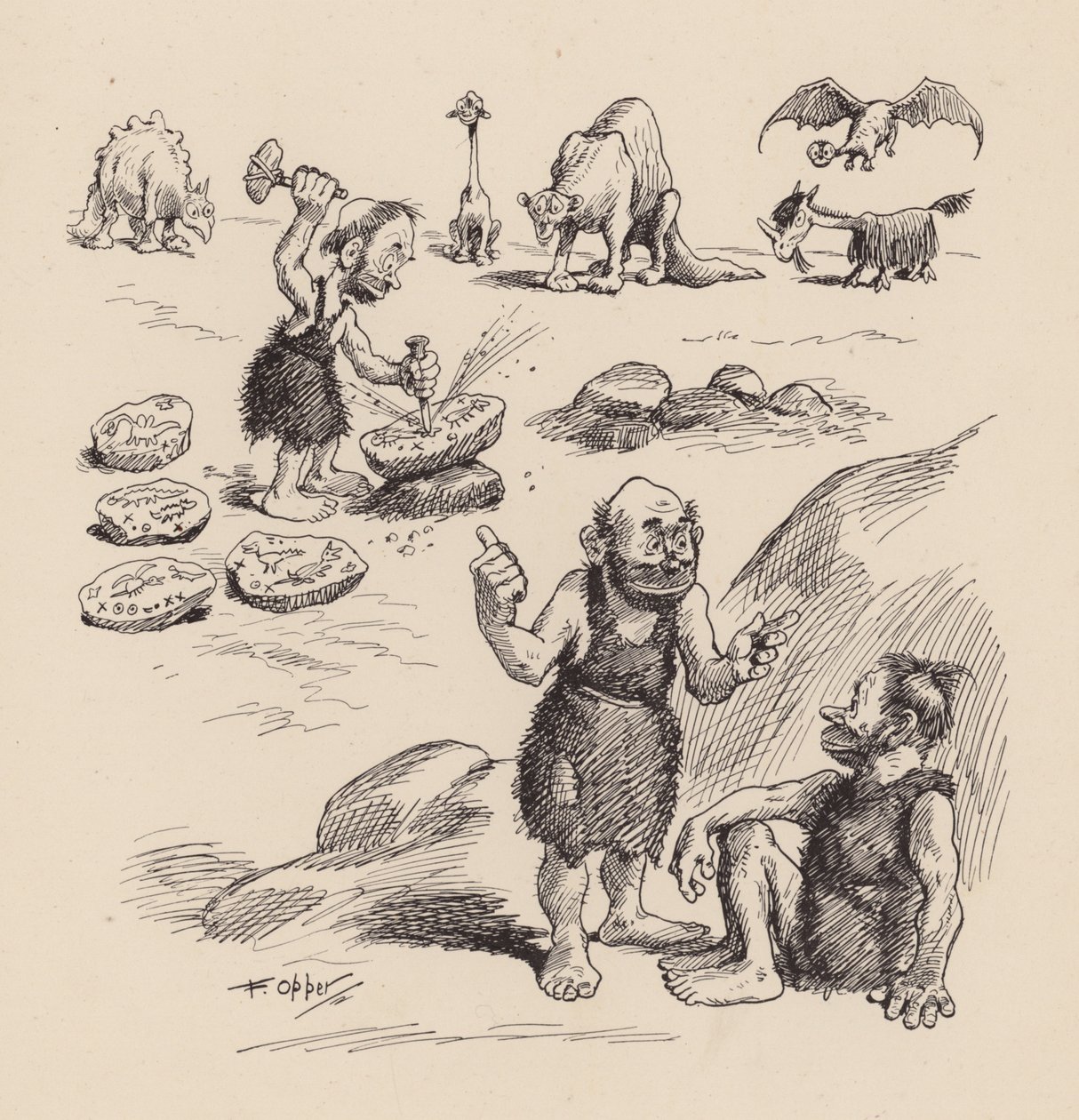 Nos ancêtres antédiluviens par F Opper : Numéro trente-cinq (litho) - Frederick Burr Opper