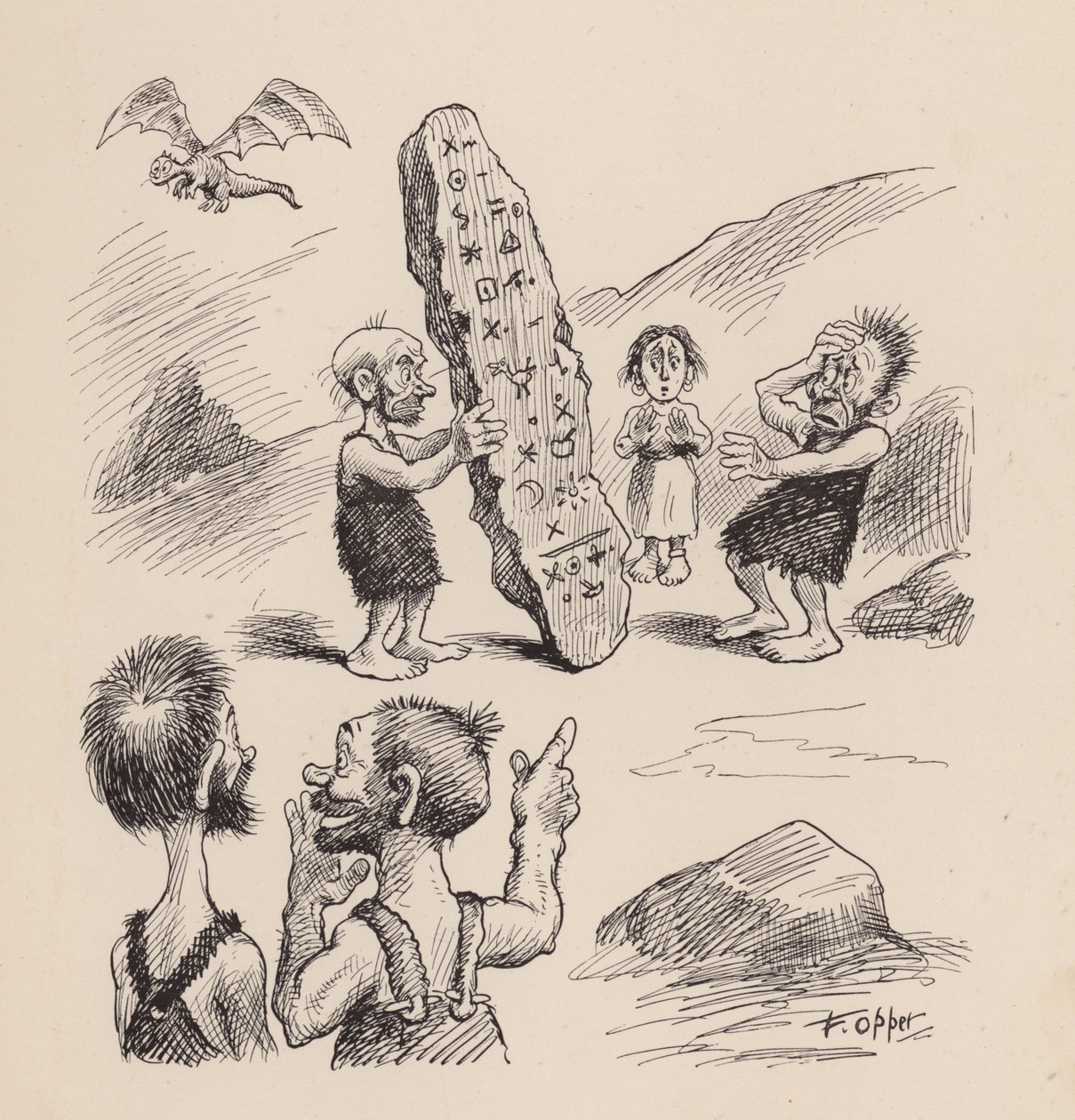 Nos ancêtres antédiluviens par F Opper : Numéro vingt-huit (litho) - Frederick Burr Opper