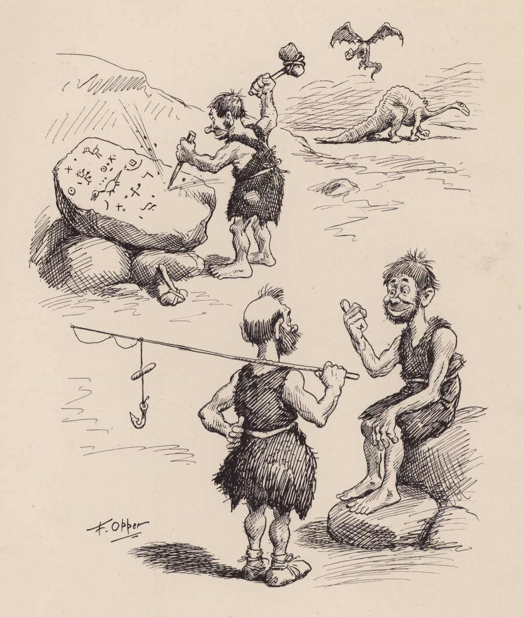 Nos ancêtres antédiluviens par F Opper : Numéro deux (litho) - Frederick Burr Opper