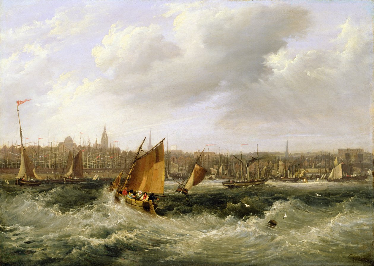 Liverpool, Lancashire depuis la rivière Mersey et New Brighton, 1838 - Frederick Calvert
