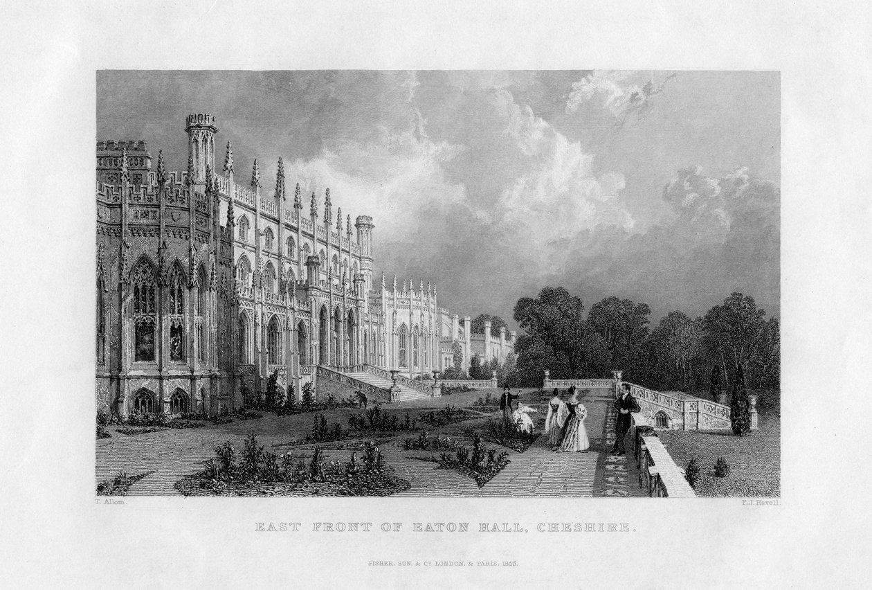 Façade est de Eaton Hall, Cheshire, 1845 - Frederick James Havell