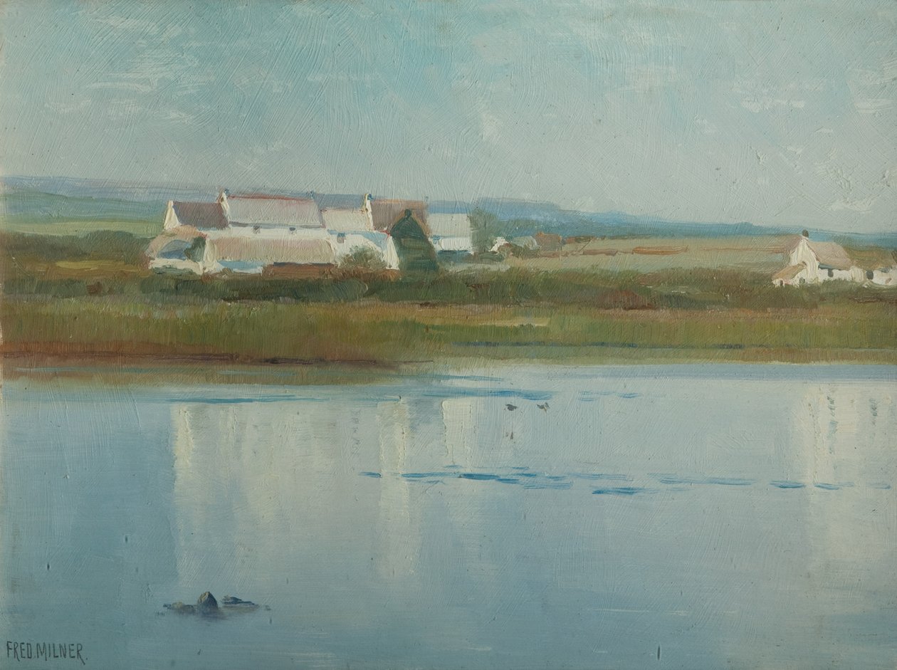 À Marazion - Ferme au bord de la rivière - Frederick Milner