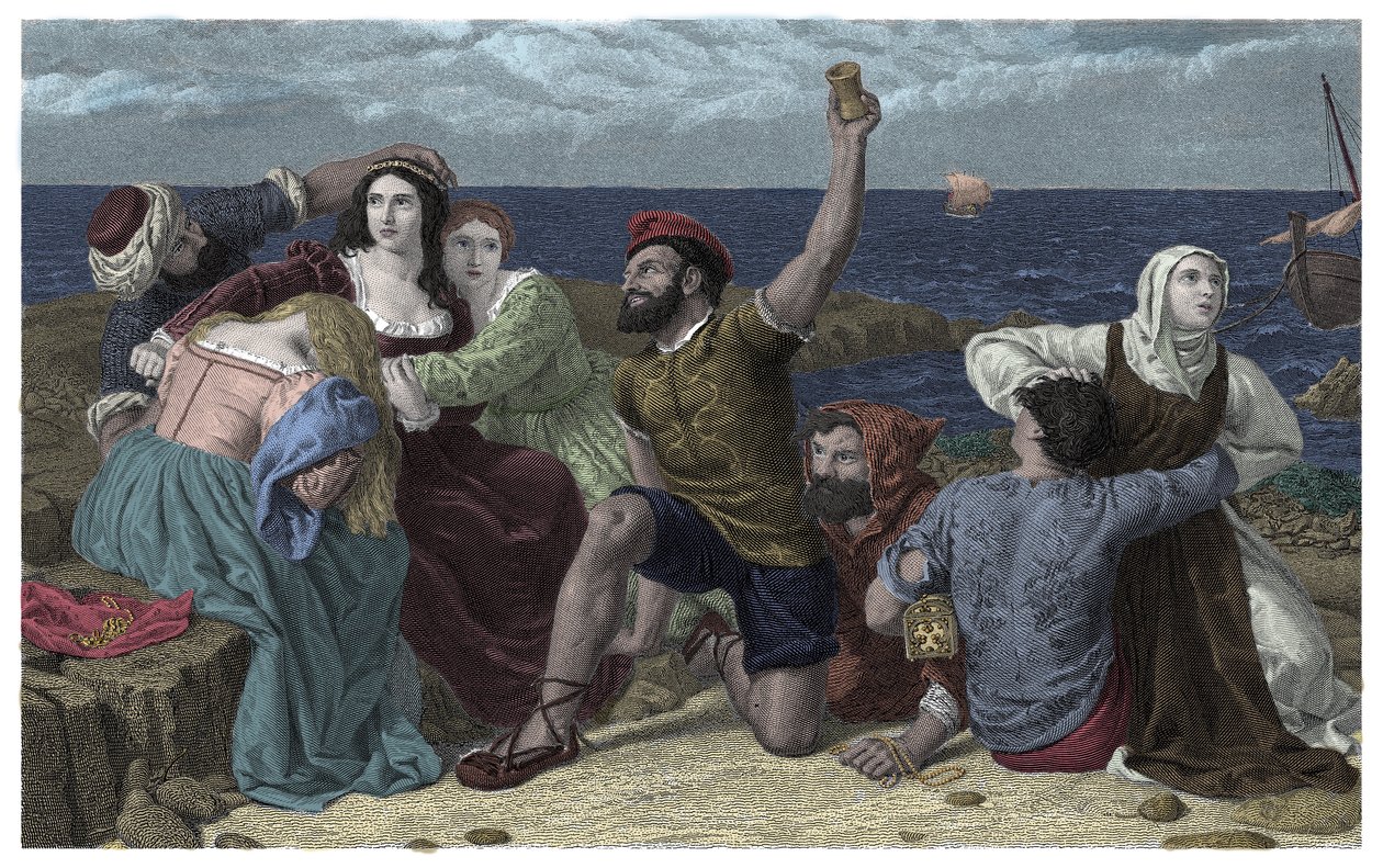 Pirates de la mer Méditerranée jouant aux prisonniers (illustration) - Frederick Richard Pickersgill