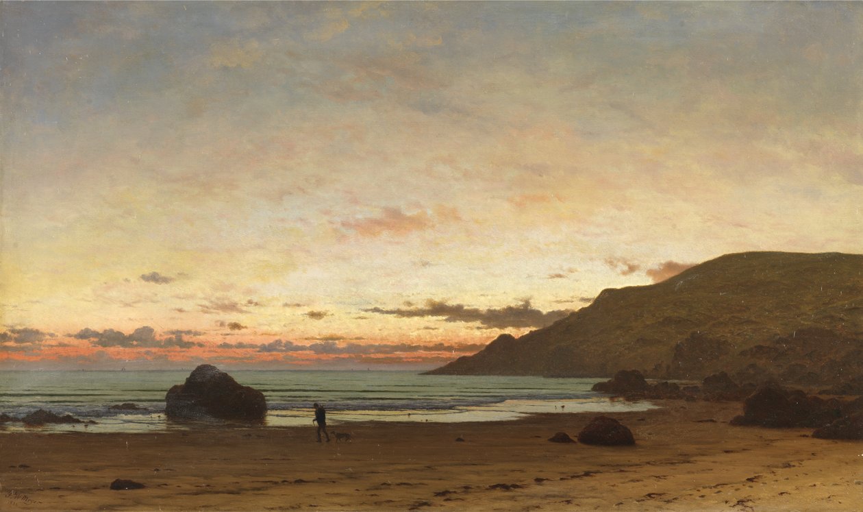 Scène côtière avec un homme et un chien, 1886 - Frederick William Meyer