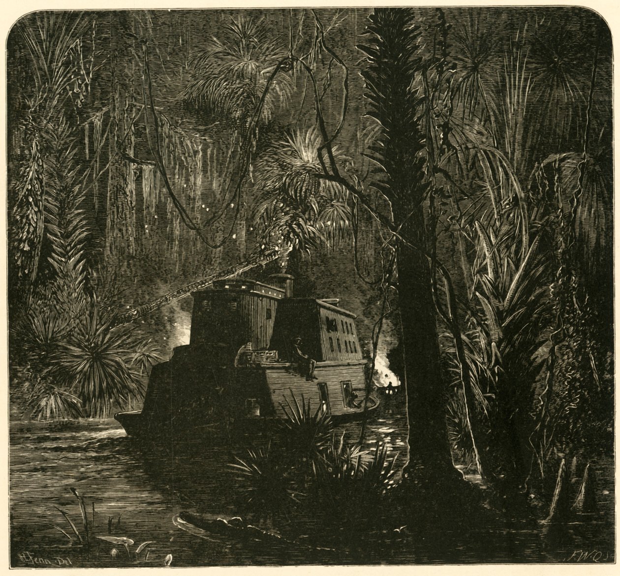 Ascension de la rivière Ocklawaha la nuit, 1872 - Frederick William Quartley
