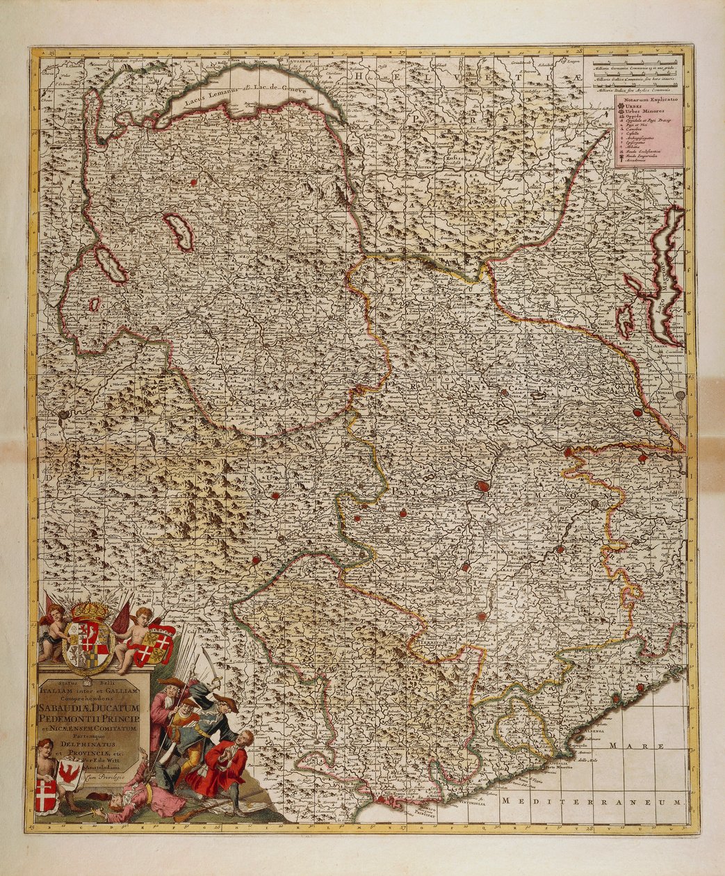 Carte des régions alpines et transalpines françaises, suisses et italiennes et de la région de la Ligurie occidentale - Frederick de Wit