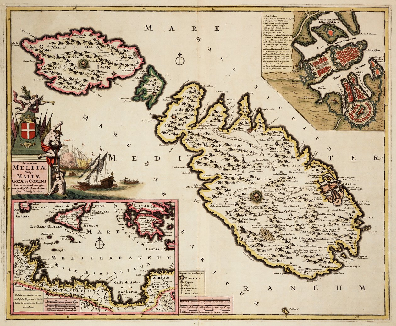 Carte de Malte, Gozo et Comino - Frederick de Wit