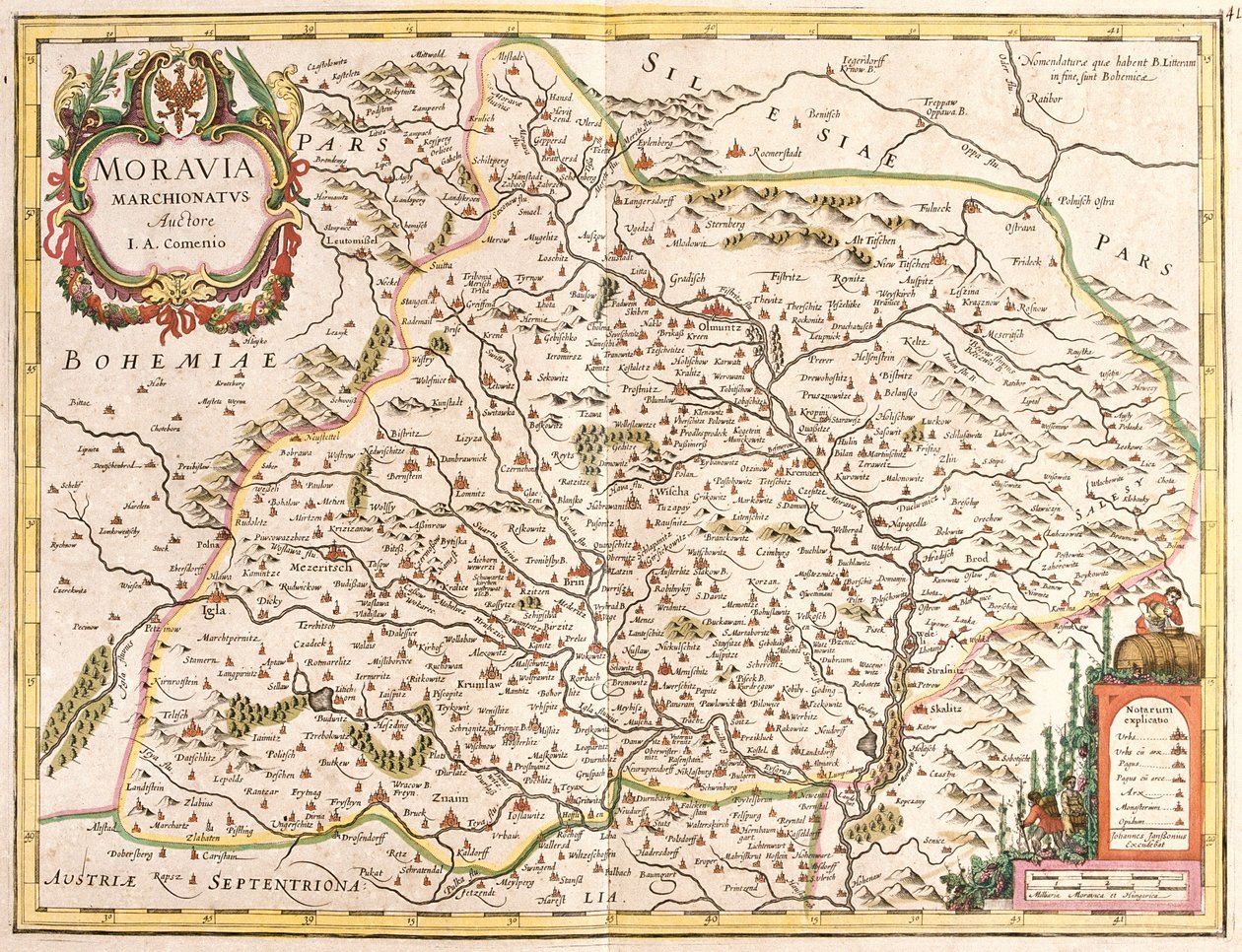 Carte de la Moravie, République tchèque - Frederick de Wit
