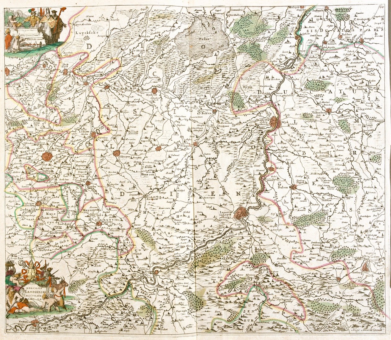 Carte du Diocèse de Liège, Belgique - Frederick de Wit