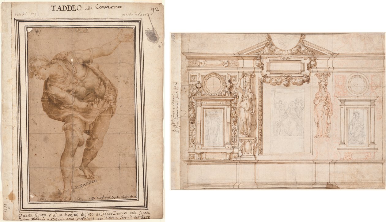 Un Hébreu, de Christ montré au peuple (recto) ; Dessin pour une décoration murale avec croquis collés d