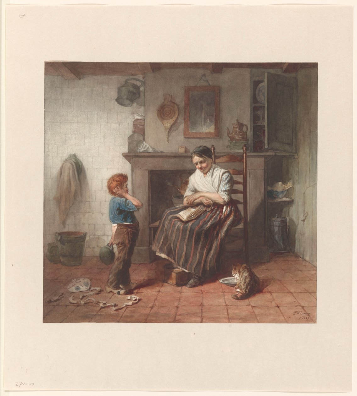 Intérieur avec un garçon, un cerf-volant et une femme - Frederik Willem Zürcher