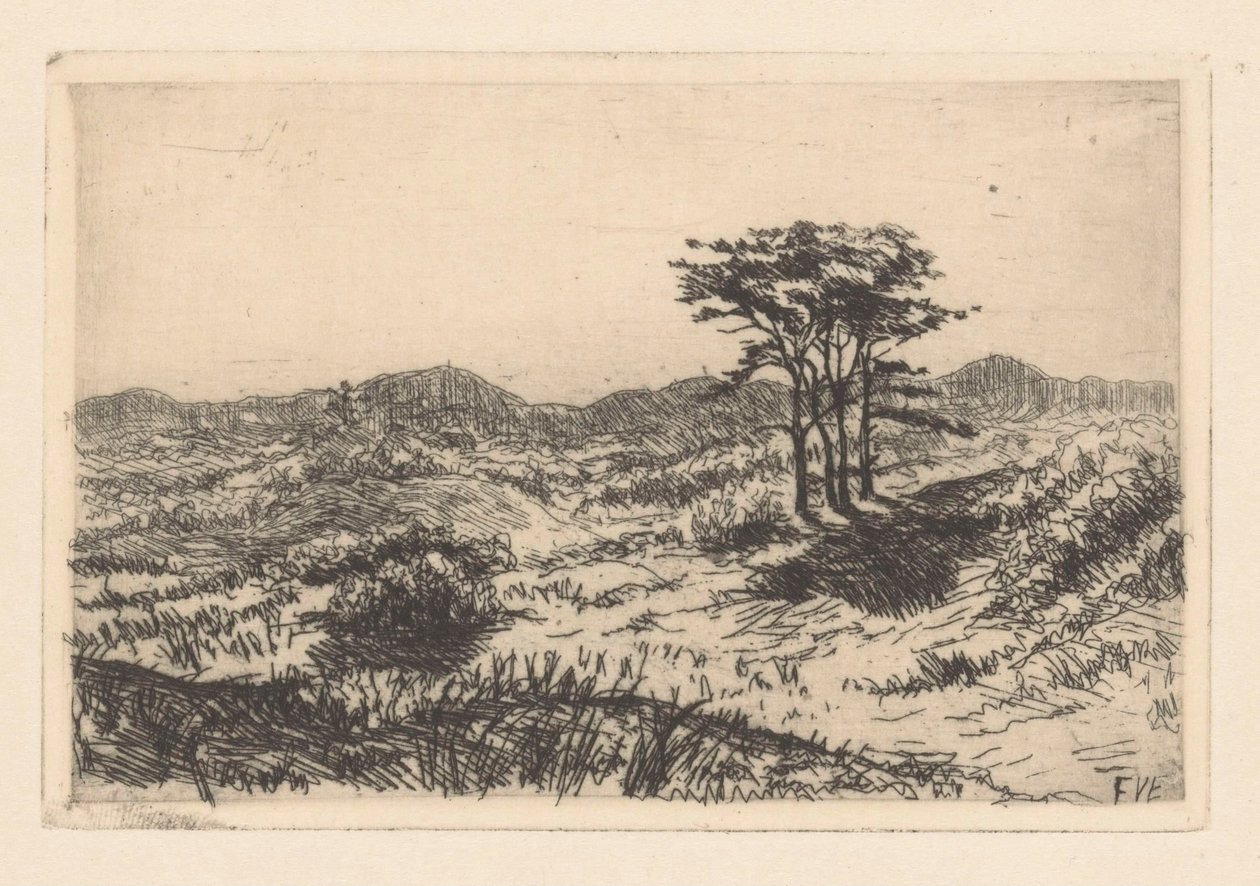 Paysage vallonné avec trois pins - Frederik van Eeden