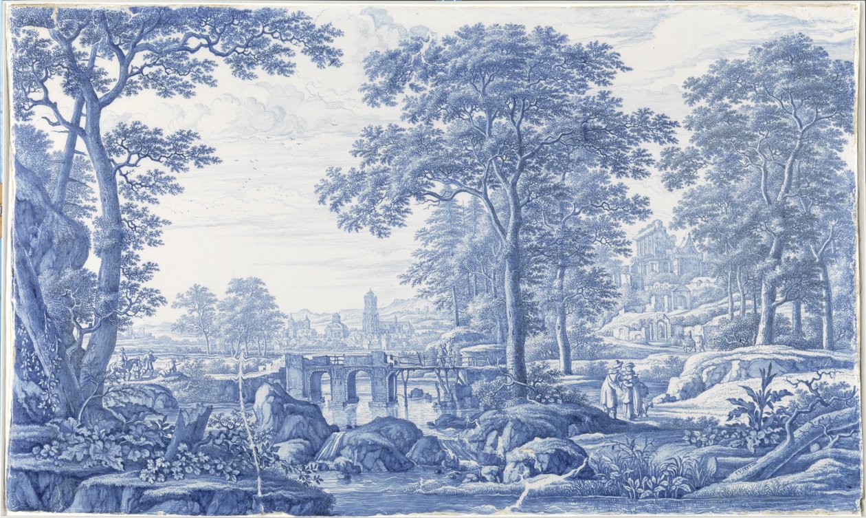 Plaque avec un paysage italianisant - Frederik van Frytom (attributed to)
