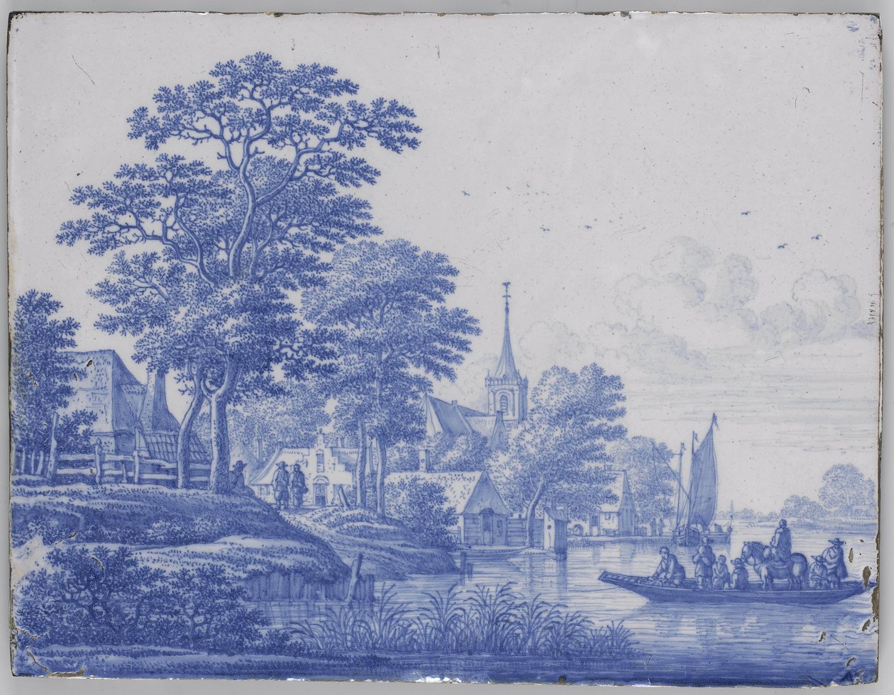 Plaque rectangulaire avec paysage fluvial - Frederik van Frytom (attributed to)