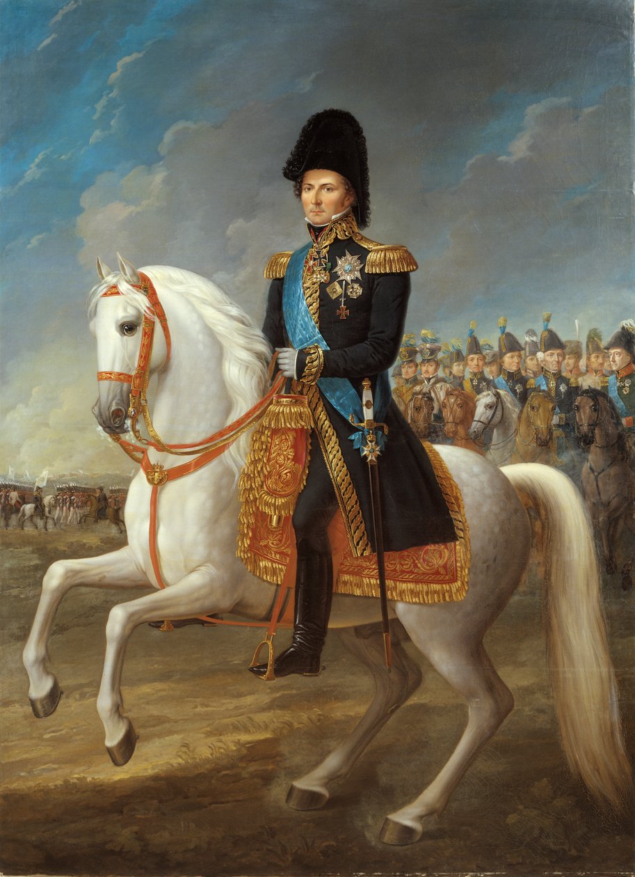 Karl XIV Johan, roi de Suède et de Norvège (1763-1844), en tant que prince héritier, entrant à Leipzig 1813 - Fredric Westin