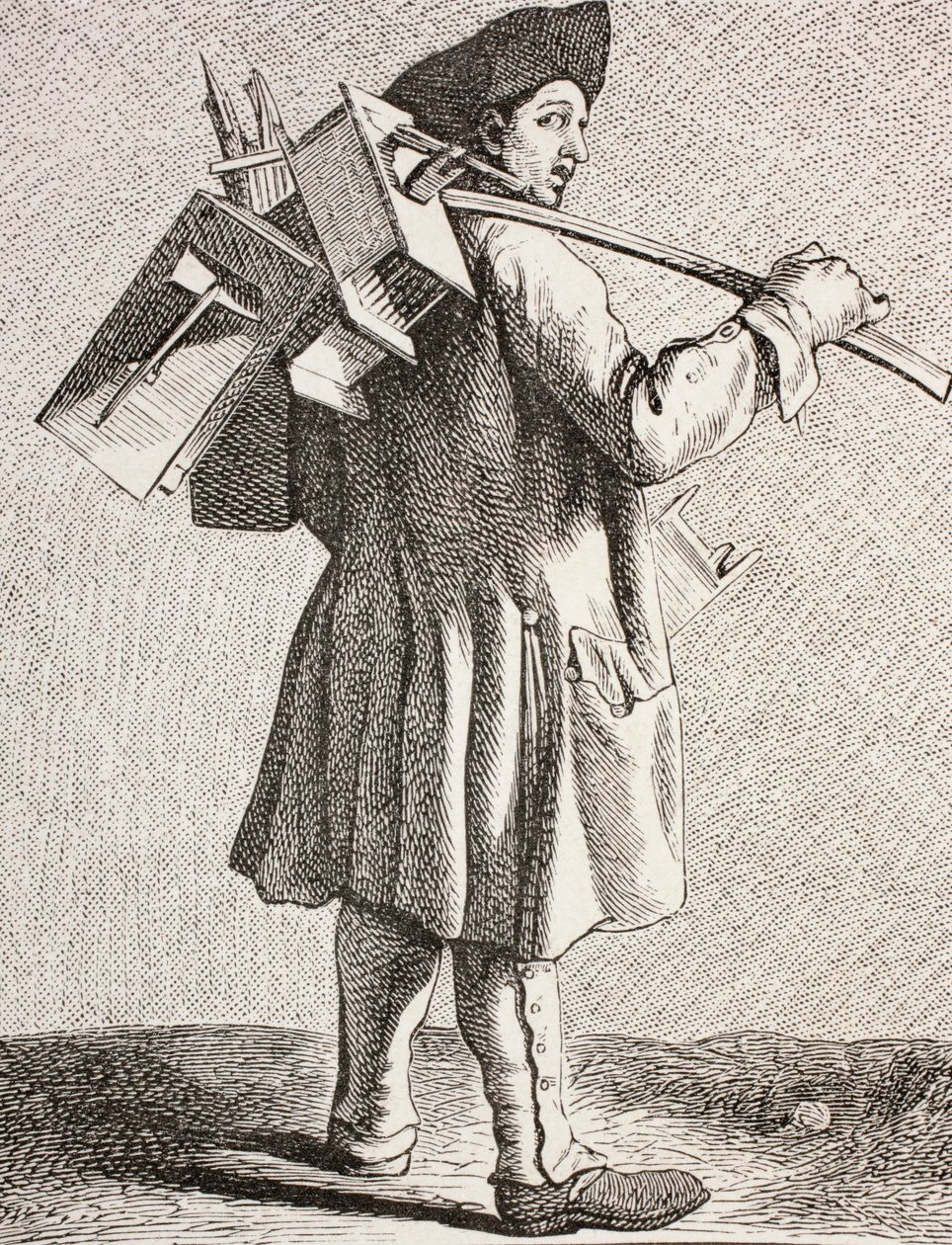 Un attrapeur de rats avec ses pièges dans le Paris du 18e siècle, 1875 - French School