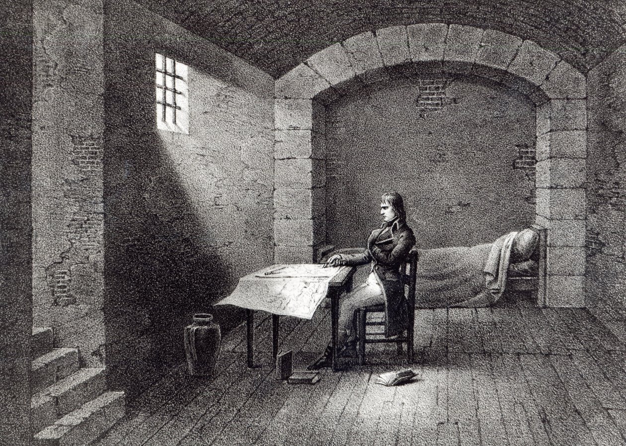 Le général de brigade Bonaparte en prison au Fort Carré à Nice, gravé par Jean-Baptiste Jobard (1792-1861) - French School