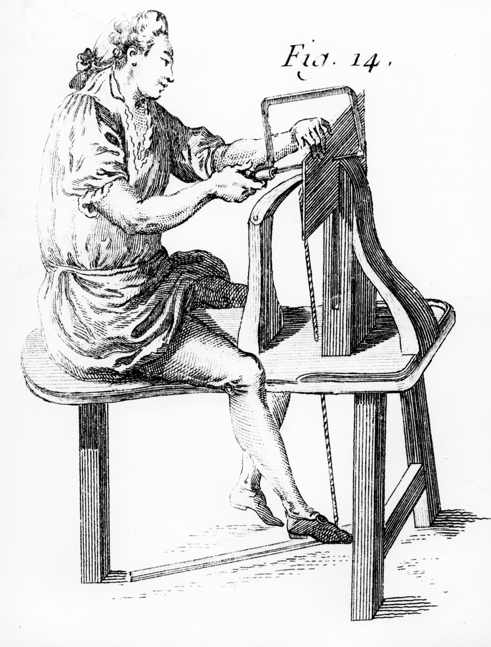 Charpentier faisant de la dentelle - French School