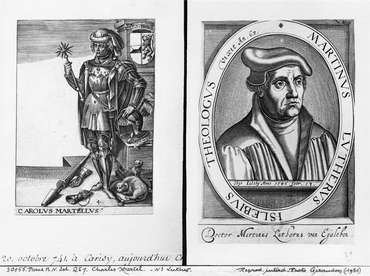Charles Martel (688-741) et Martin Luther (1483-1546) - French School
