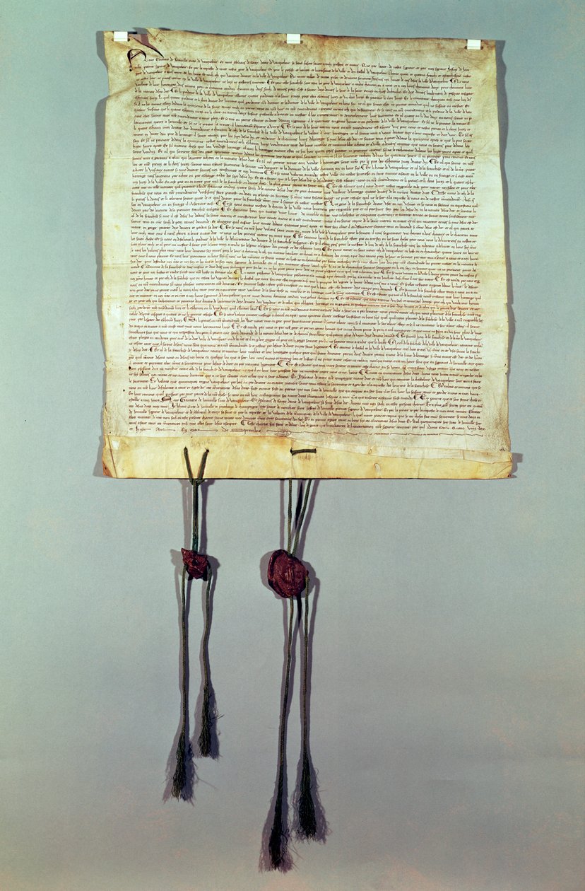 Charte de franchise de la ville de Vaucouleurs, accordée par Gauthier de Joinville, confirmée par son oncle, Jean de Joinville, septembre 1298 - French School