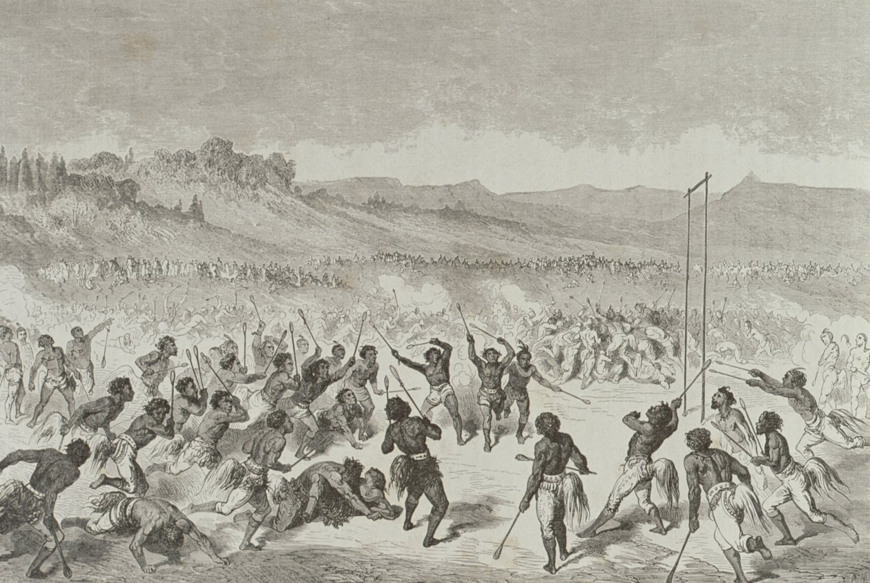 Indiens Choctaw jouant à un jeu de balle dans les années 1850, de 