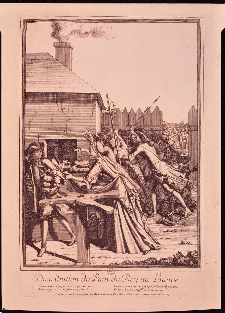 Distribution de pain au Louvre pendant la pénurie alimentaire, 1709 - French School