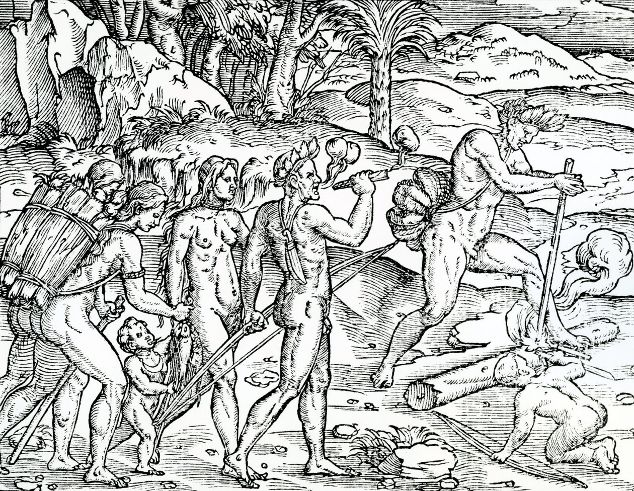 Scène de pêche, Brésil, illustration de Singularités de la France Antarctique, par André de Thevet, 1558 - French School