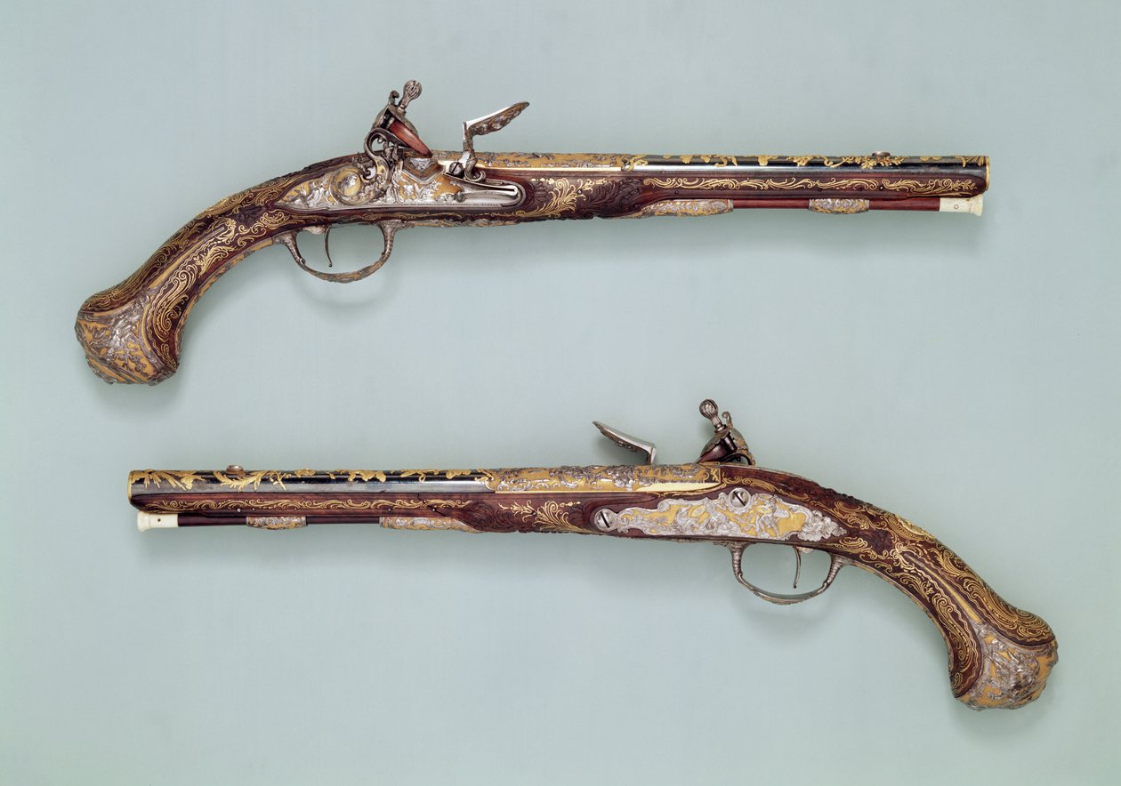 Pistolets à silex, 1690 - French School