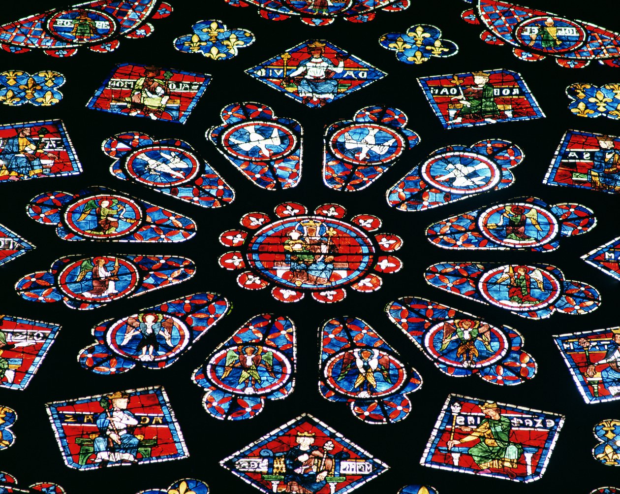 Glorification de la Vierge Marie, rosace nord (détail) - French School