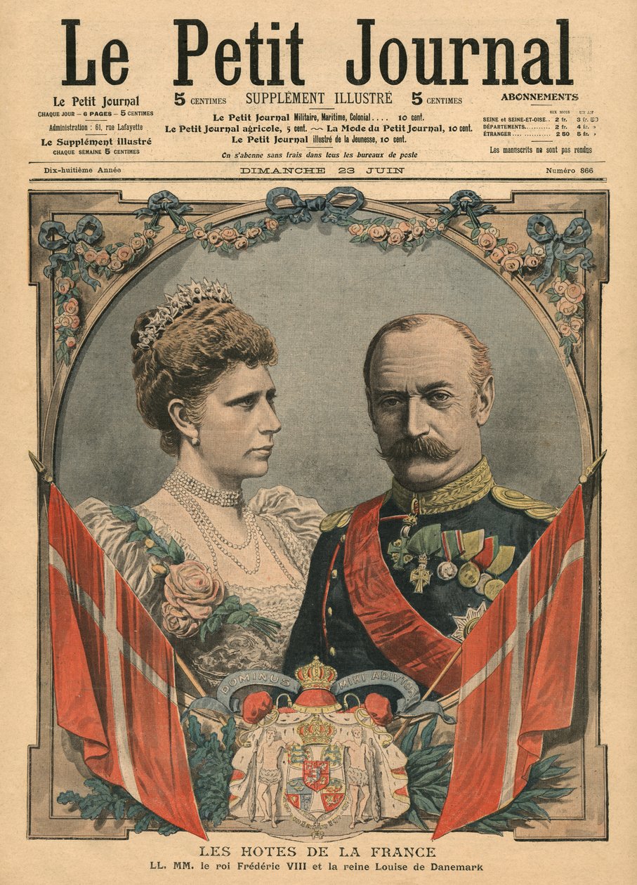 Invités de la France, le roi Frédéric VIII (1843-1912) et la reine Louise (1851-1926) du Danemark, illustration du 