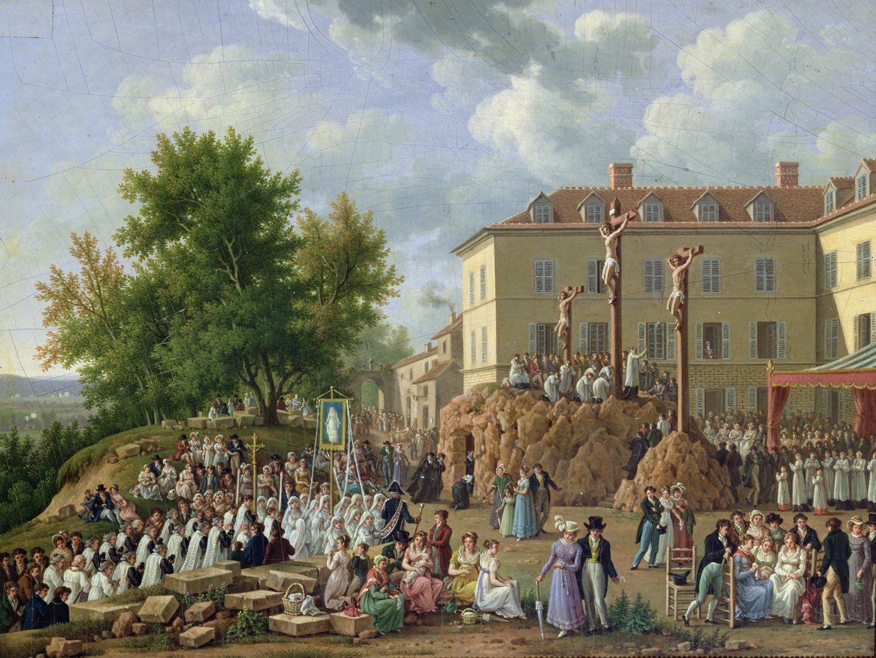 Procession religieuse vers Mont Valérien, 1819 - French School