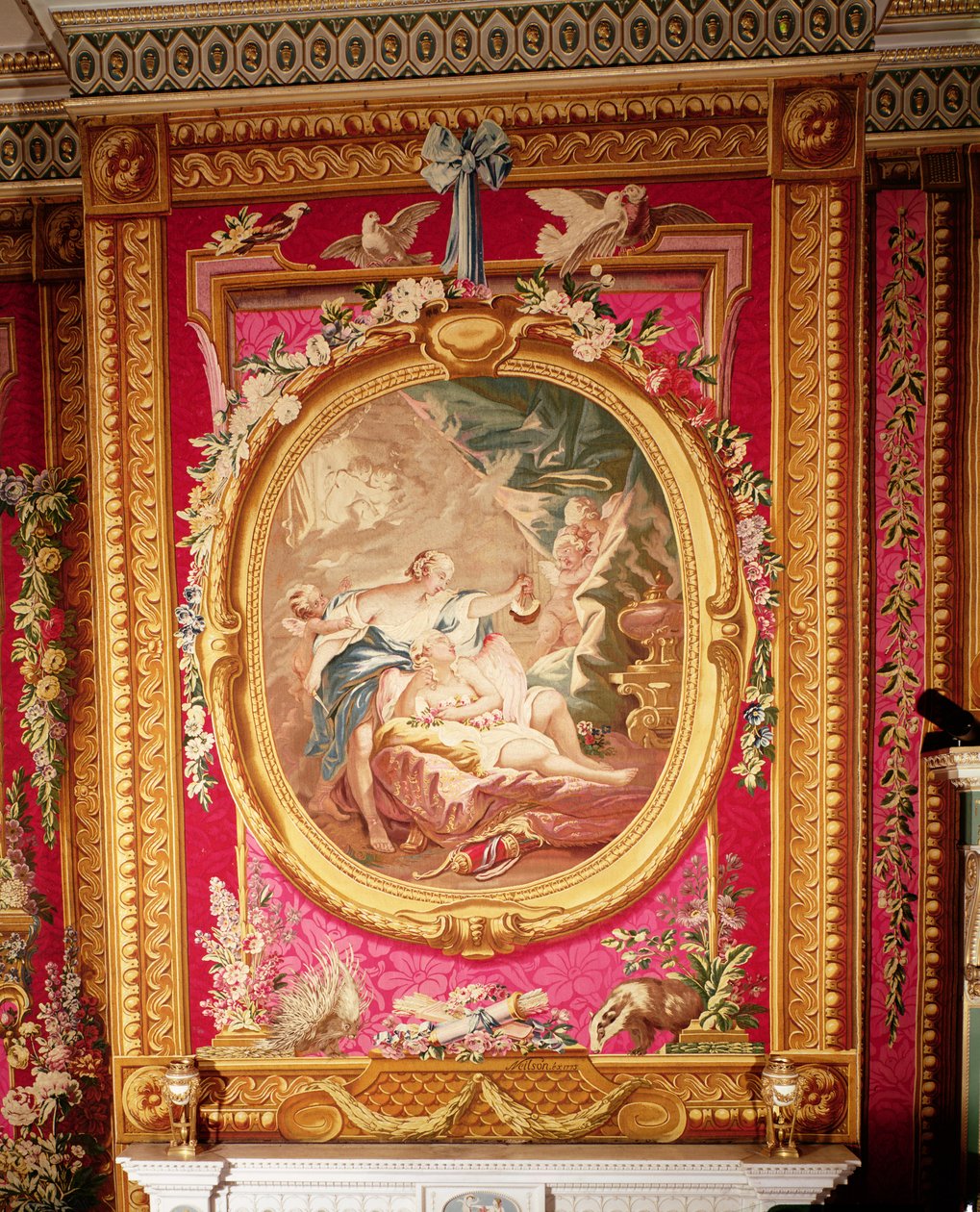Panneau de tapisserie représentant Cupidon et Psyché, manufacture des Gobelins, 1775 - French School