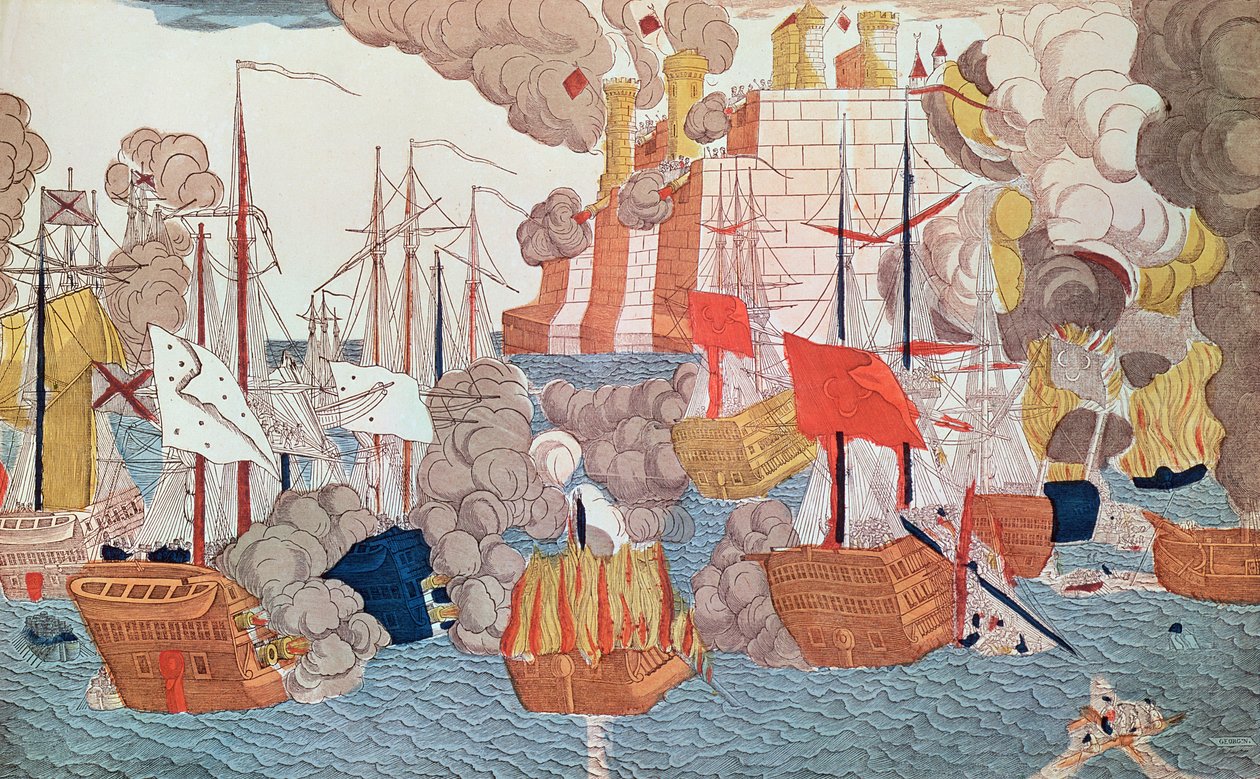 Le Siège de Navarin, 20 octobre 1827 - French School