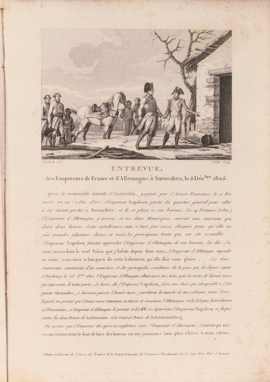 La rencontre des commandants des forces françaises et allemandes à Schitz, 5 décembre 1805 - French School