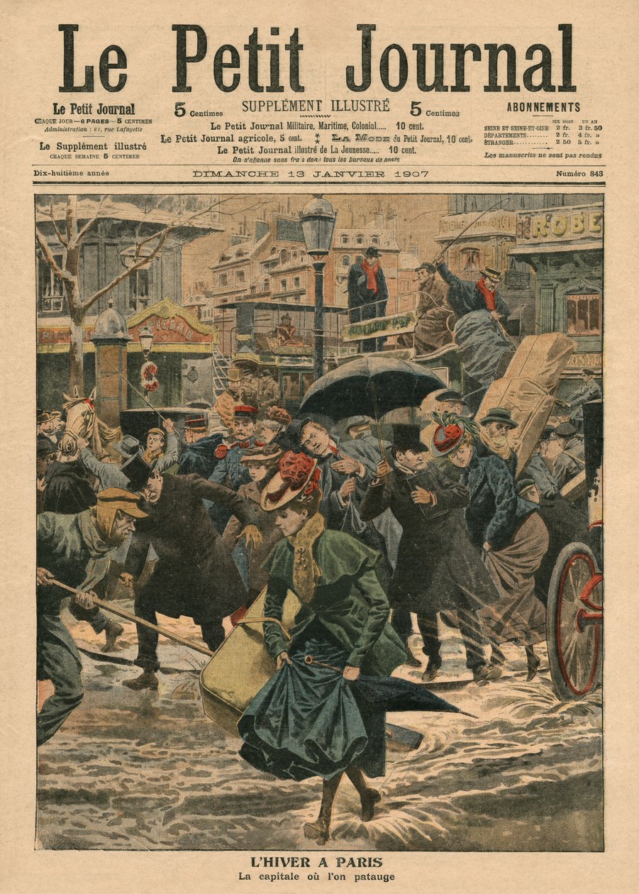 Hiver à Paris, marcher dans la boue, illustration de 