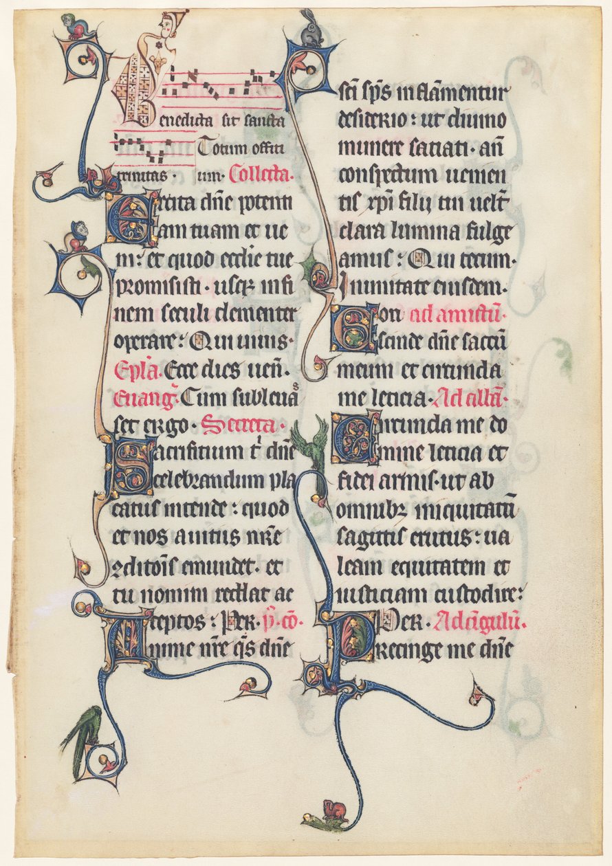 Feuille de manuscrit du Missel de Beauvais - French 13th Century