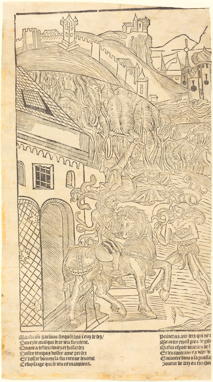Un avertissement contre le jeu de dés - French 15th Century