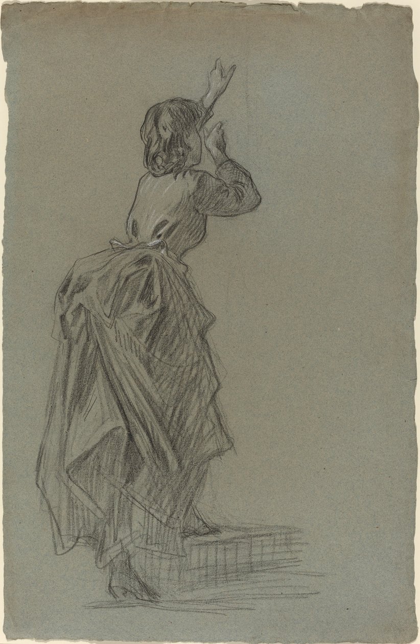Jeune femme montant une marche - French 19th Century