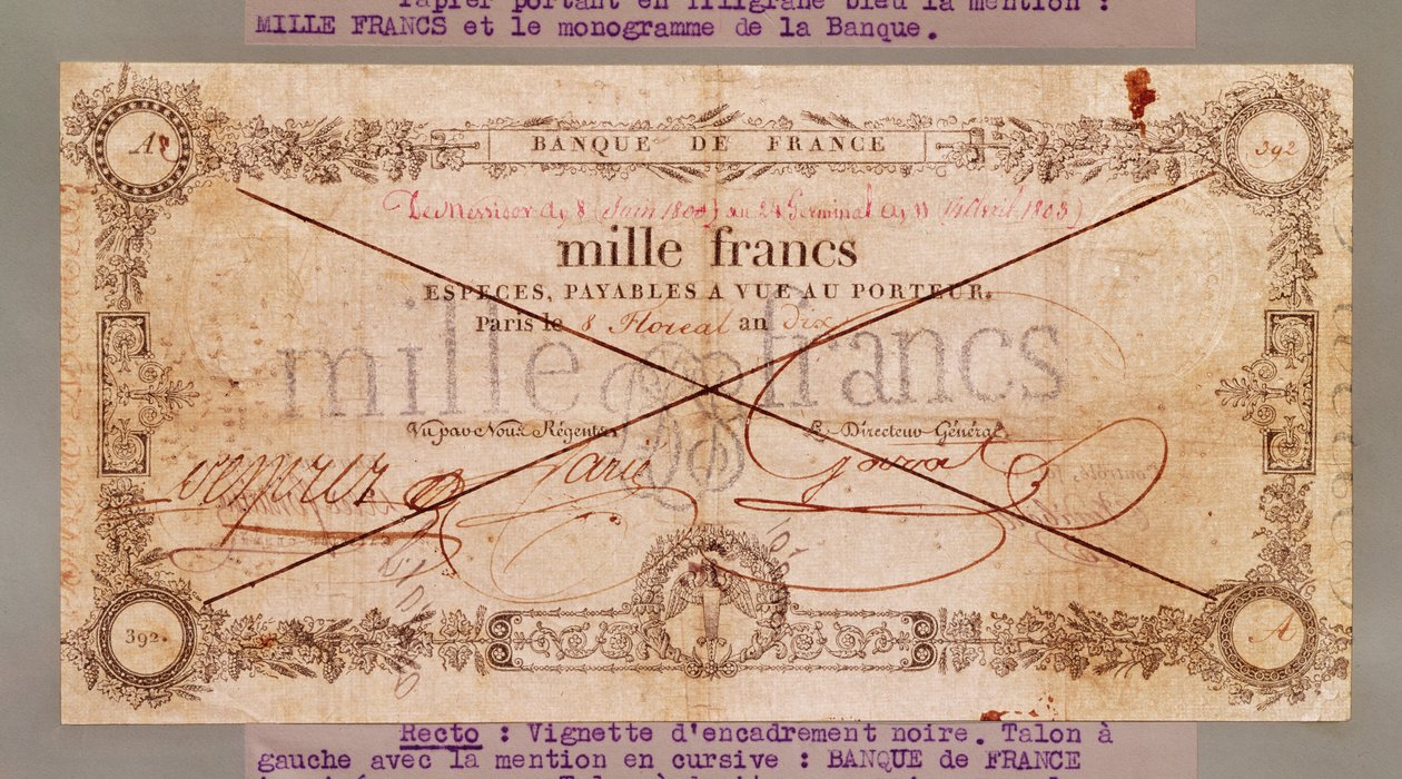 Billet de 1000 Francs du 8 Floréal, An X (28 avril 1802) - French School
