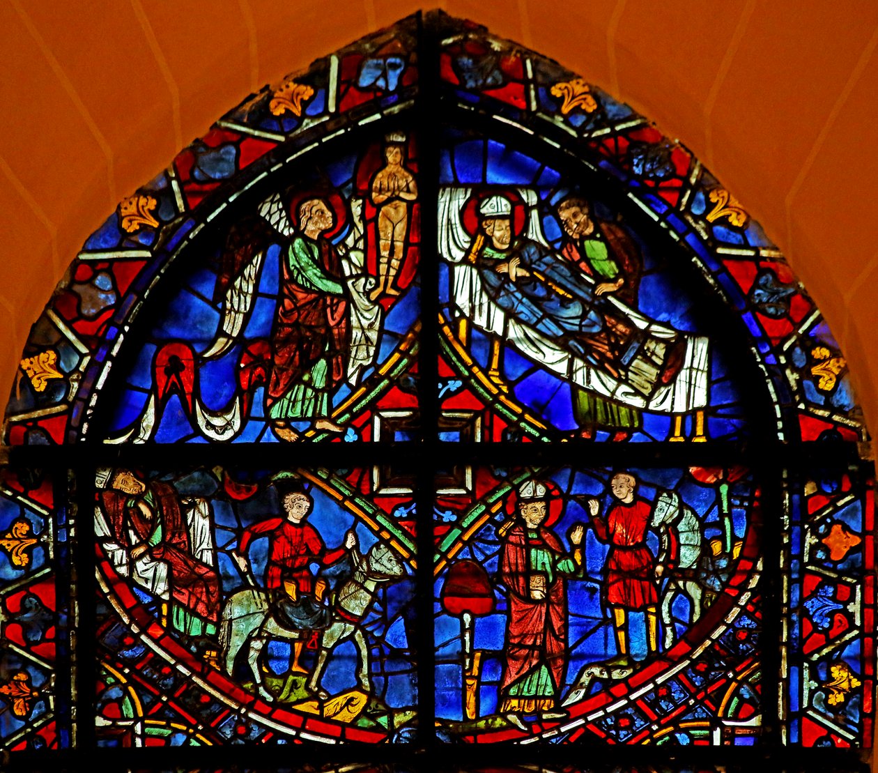 4 panneaux de la fenêtre de Saint Germain - French School