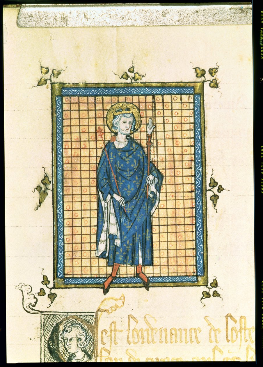 AE II 327 Roi Saint Louis portant le sceptre et la main de justice, du Registre des Ordonnances de L