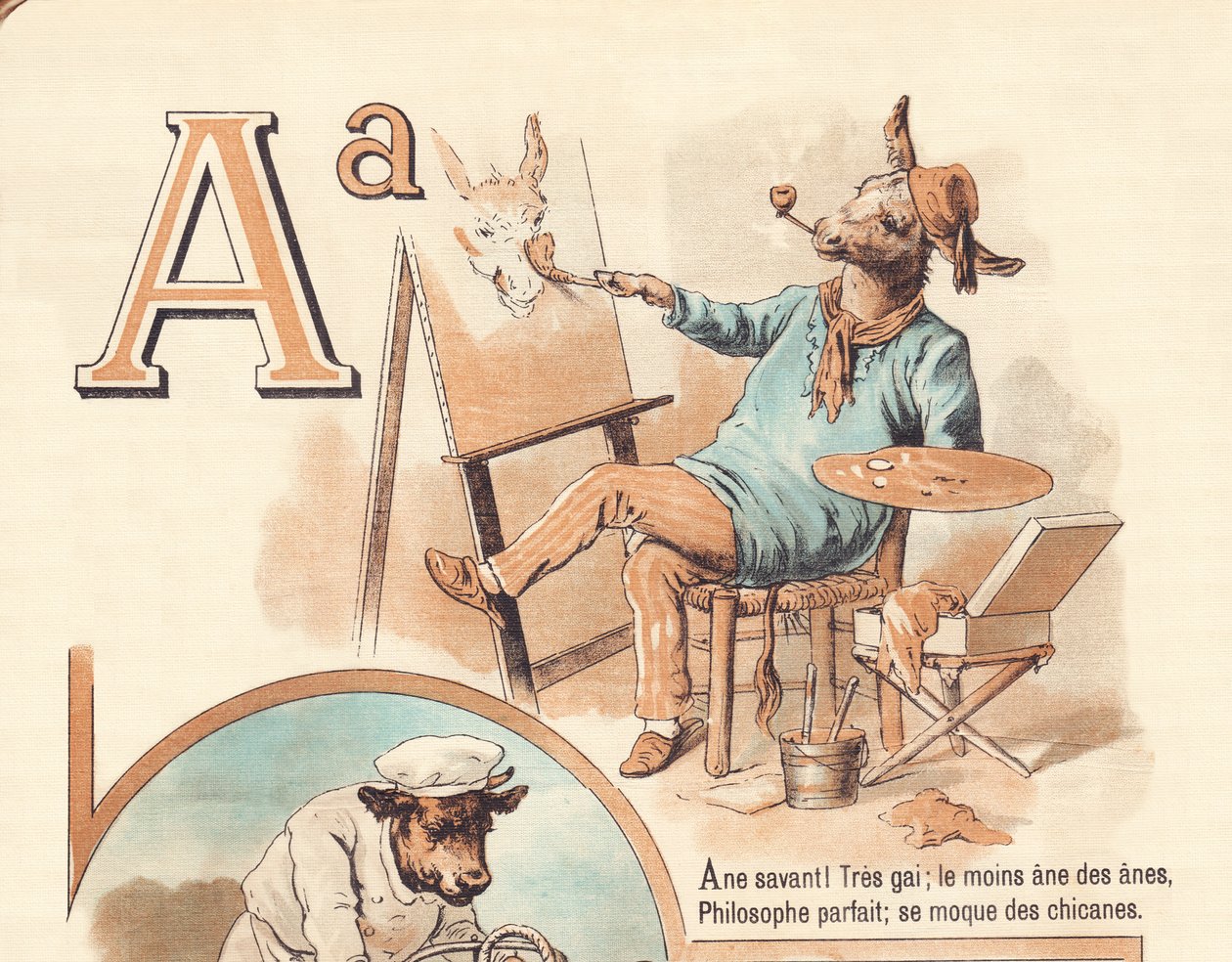 A : Ane savant ! Très joyeux ; le moindre âne, le parfait philosophe, se moque des chicanes - French School