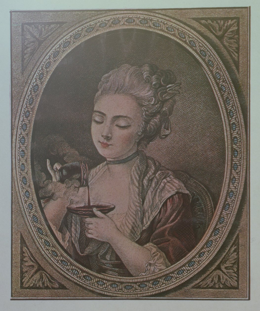Une dame buvant du chocolat - French School