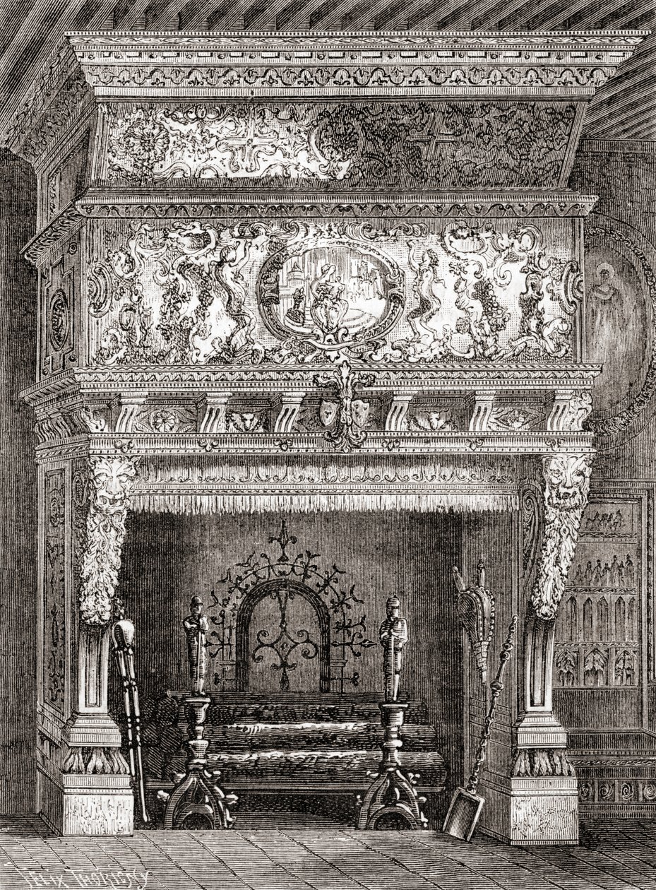 Une cheminée Renaissance au Musée de Cluny, Paris, France, de 